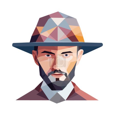 Téléchargez les illustrations : Un homme portant un chapeau de tarte de porc en forme géométrique illustration vectorielle - en licence libre de droit