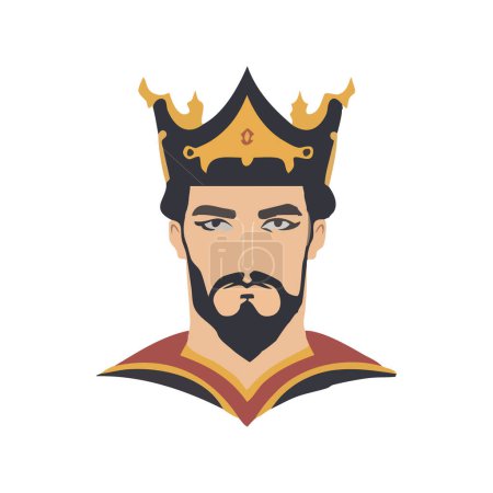 Foto de Retrato de un rey con ilustración de vectores de corona - Imagen libre de derechos