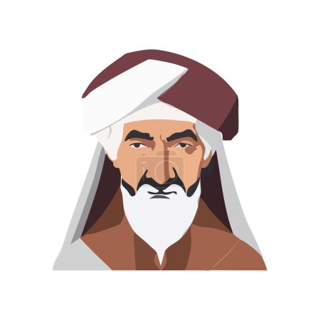 Ilustración de Retrato del hombre musulmán vector ilustración. Hombre árabe avatar o - Imagen libre de derechos