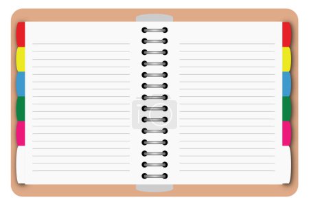 Illustration for Illustration of a blank coil notebook with bookmark for template or background - Royalty Free Image