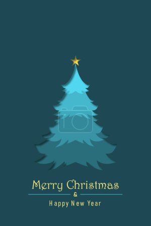 Illustration for Merry Christmas and happy new year simple background with a Christmas tree. Vertical vector illustration. - Royalty Free Image