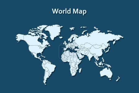 Illustration for World map vector isolated on dark blue background. Vector illustration. - Royalty Free Image
