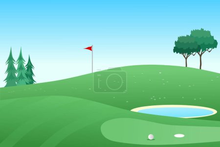 Ilustración de Campo de golf ilustración vector. Deportes al aire libre. - Imagen libre de derechos