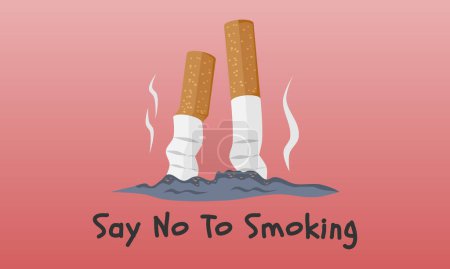 Illustration for Putting out the cigarette on the ground. Say no to smoking concept. World No Tobacco Day concept design. Vector illustration. - Royalty Free Image