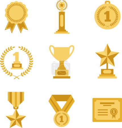 Illustration for Set of awards for winner vector | winner | cup | medal | winner | trophy - Royalty Free Image