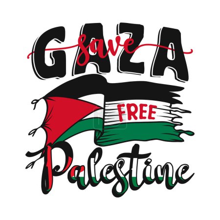 Ilustración de Guardar Gaza gratis Palestina, Tipografía citas motivacionales - Imagen libre de derechos