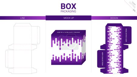 Illustration for Box packaging and mockup die cut template - Royalty Free Image