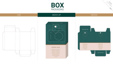 Illustration for Box packaging and mockup die cut template - Royalty Free Image