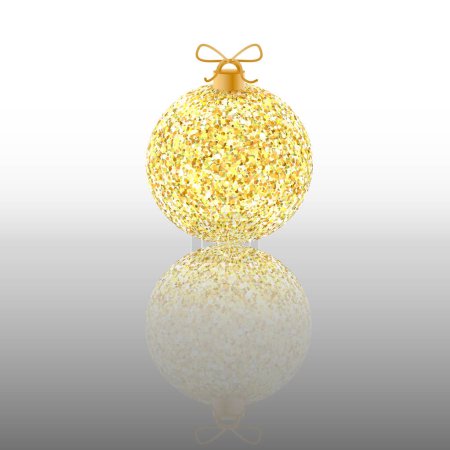 Ilustración de Bola brillante de brillo de oro de Navidad con reflección.Plantilla de decoración de vacaciones. Ilustración vectorial. - Imagen libre de derechos