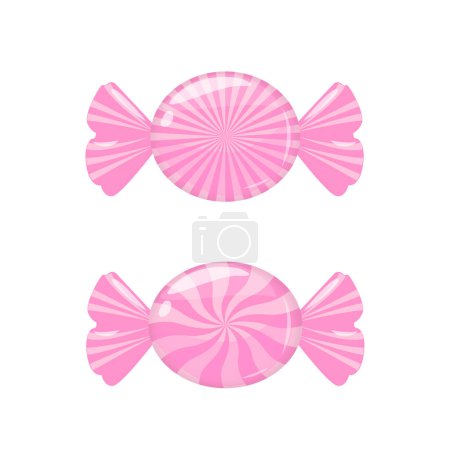 Téléchargez les illustrations : Pink candies. Design element for Christmas, New Year, birthday, party. Vector illustration isolated on white background. - en licence libre de droit