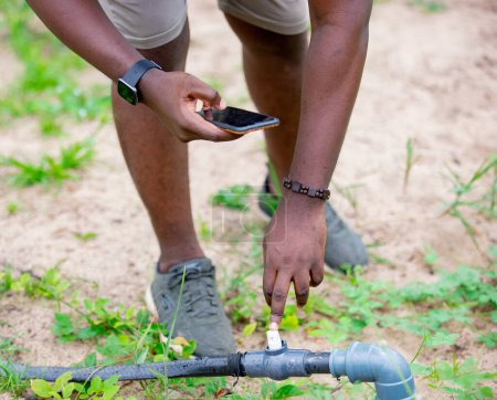 Foto de Agricultura inteligente aplicación de tecnología digital agricultura en África. - Imagen libre de derechos