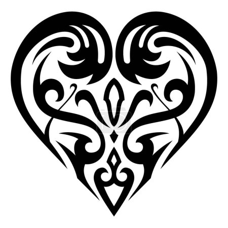 Conception de tatouage de coeur tribal pour autocollant ou logo, tatouage art, art esthétique, symbole et signe, et etc..