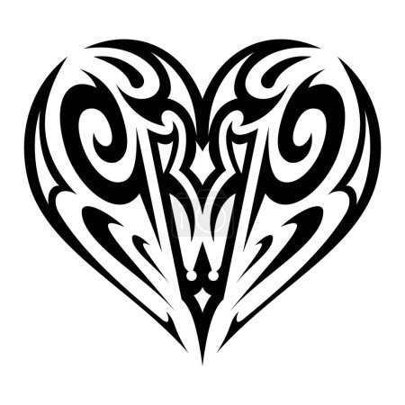 Tattoo design of tribal heart for sticker or logo, tattoo art, aesthetic art, symbol and sign, and etc.