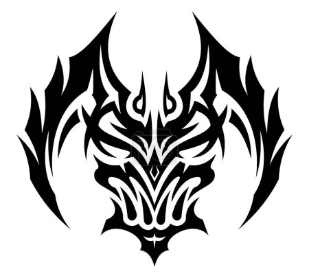 Tattoo design of demon's face for tattoo art, artistic art, symbol and sign, logo or sticker and etc.