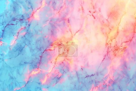 This image is a visual symphony of celestial pink and blue hues, diffusing through a marble texture, evoking the ephemeral beauty of a sunrise. The delicate interplay of light and color creates a serene yet dynamic atmosphere.