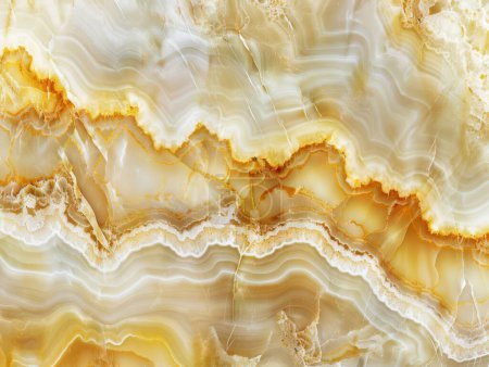 This image resembles a flowing river of honey trapped in time, with onyx marble striations wrapping around pockets of amber light.