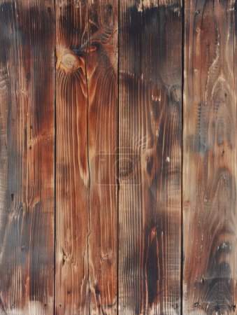 This image showcases a vertical array of reddish-brown wooden planks, each burnished and textured uniquely.