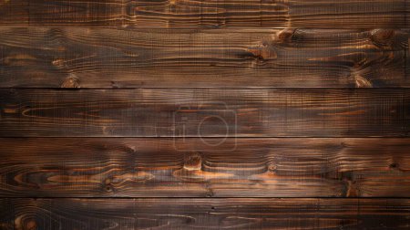 Dieses Bild zeigt die tiefe, reiche Textur dunkel polierter Holzplanken. Die komplizierten Maserungen werden lebhaft hervorgehoben und bieten eine warme und einladende Ästhetik.