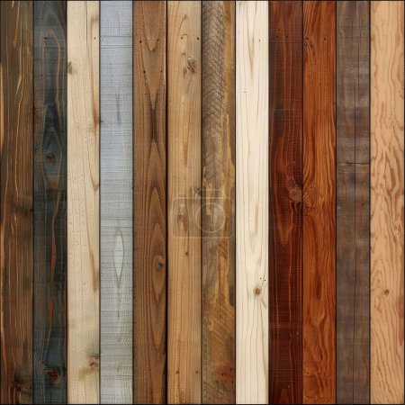 This striking image showcases a hardwood floor with planks stained in various warm tones, from deep espressos to rich ambers.