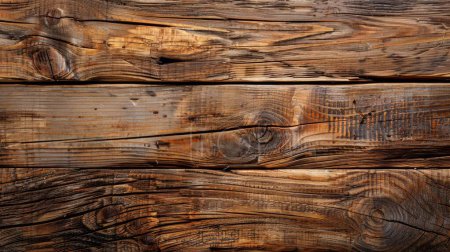 Cette photographie panoramique capture les motifs naturels complexes et les textures des planches de bois altérées.