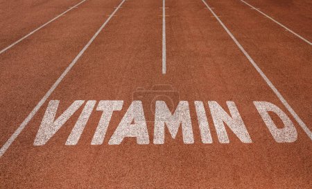 Vitamin D written on running track, New Concept on running track text in white color