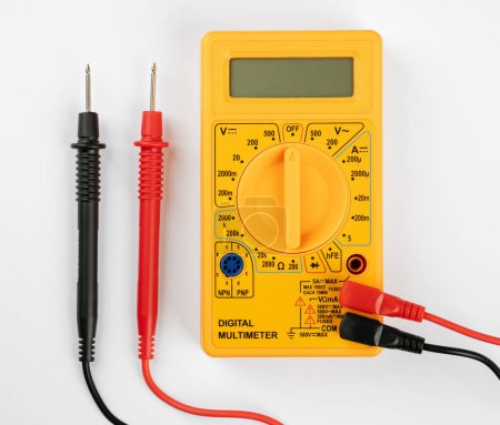 Photo for Digital multimeter with probes on a white background. - Royalty Free Image