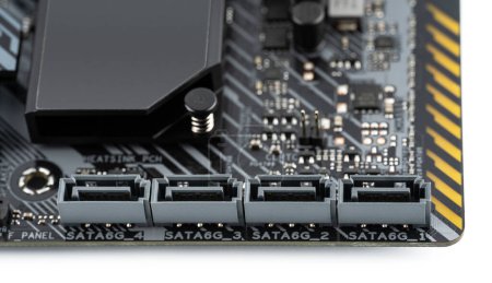 Photo for Close up Serial ATA(SATA) connector on computer motherboard - Royalty Free Image