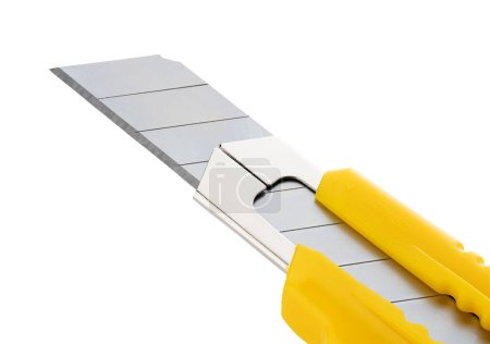 Foto de Cuchilla segmentada o cuchillo de utilidad snap-off blade aislado en blanco con camino de recorte - Imagen libre de derechos