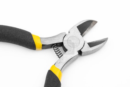 Photo for Yellow side cutters on a white background. Side cutting tool. - Royalty Free Image