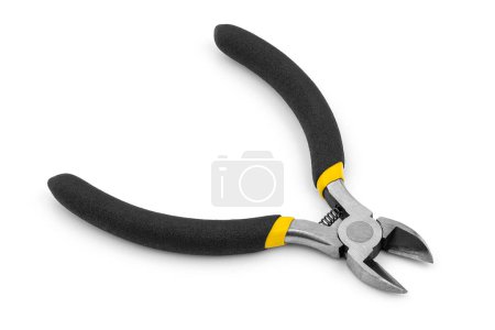 Photo for Yellow side cutters on a white background. Side cutting tool. - Royalty Free Image