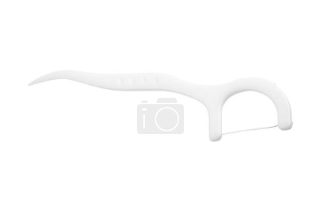 Photo for Floss toothpick isolated on white. Dental hygiene concept. Set of dental floss, toothpick. Plastic white dental toothpick with floss. Dental floss - Royalty Free Image