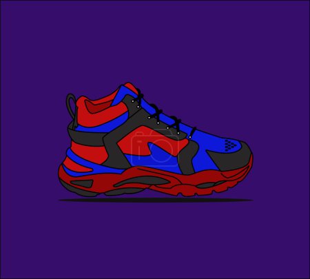 Téléchargez les photos : Sneaker shoe vector. Flat design concept, vector illustration. Sneakers in a colorful flat style. sneakers viewed from the side, stylish sneakers. - en image libre de droit