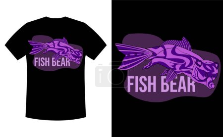 Téléchargez les photos : Unique poisson ours t-shirt design. un mélange entre le poisson et l'ours. vecteur, illustration, t-shirt. - en image libre de droit