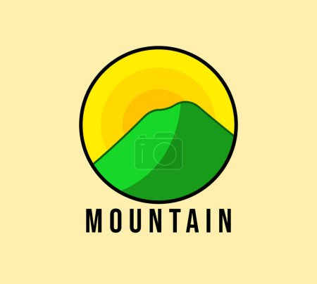 Téléchargez les photos : Logo de montagne, logo de montagne et forme de cercle solaire. - en image libre de droit