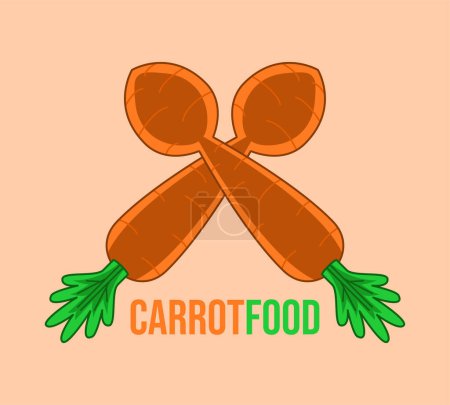 Téléchargez les photos : Logo alimentaire carotte, logo cuillère carotte. aliments sains pour légumes. - en image libre de droit