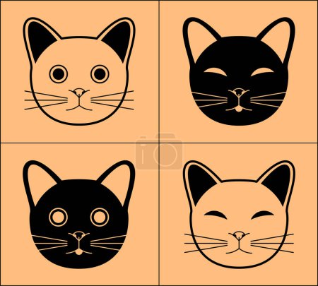 Téléchargez les photos : Icône de tête de chat mignon, quatre types de styles d'icône de tête de chat. - en image libre de droit