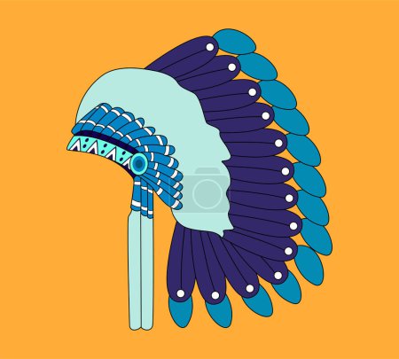 Téléchargez les photos : Chapeau amérindien natif. vecteurs, illustration. - en image libre de droit