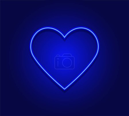 Téléchargez les photos : Bleu néon coeur fond, coeur carte symbole. - en image libre de droit