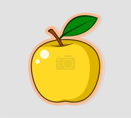 Téléchargez les photos : Sticker pomme jaune. Convient pour imprimer des autocollants de fruits mignons. - en image libre de droit