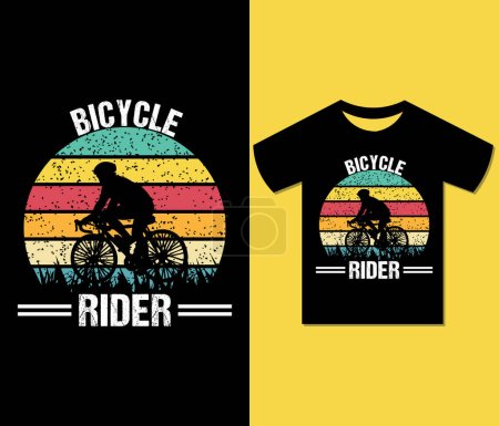 Illustration for Bicycle Rider Tshirt Design. Ready to print for apparel, poster, illustration. Modern, Trendy tee, colorful, vintage, bicycle, Inspirational, creative, retro t shirt vector. - Royalty Free Image