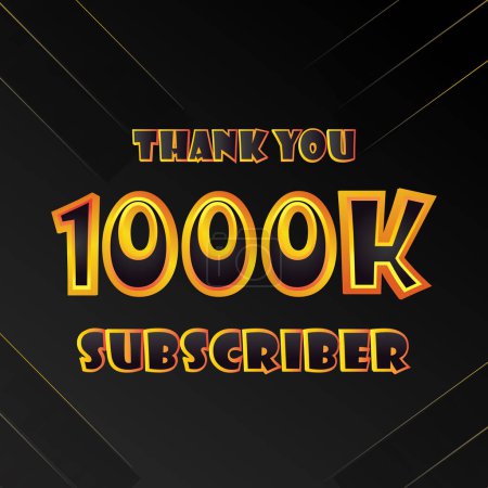 Illustration for 1000k subscribers thank you post with speech creative concept and decoration. Bright festive thanks for 1000000 networking likes. 1000k subscribers banner. Vector illustration. - Royalty Free Image