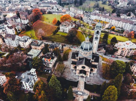 Photo for Aerial photo of Kirche Enge in Zurich, Switerland - Royalty Free Image