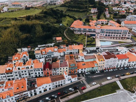 Photo for View of Horta by Drone in Faial, the Azores - Royalty Free Image