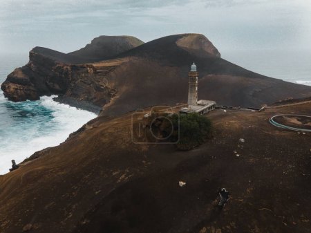 Foto de Drone vista del paisaje en Capelinhos en Faial, las Azores - Imagen libre de derechos