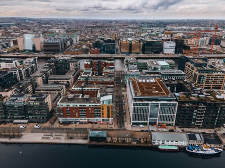 Photo for Grand Canal Dock in Dublin, Ireland by Drone - Royalty Free Image