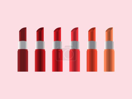 Illustration for Colored lipsticks set. 6 lipsticks. Vector illustration - Royalty Free Image