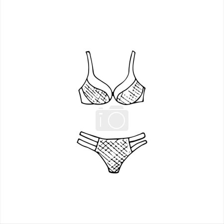 Illustration for Doodle illustration of bras, Hand-drawn women's lingerie  design.  Isolated vector illustration on white background - Royalty Free Image