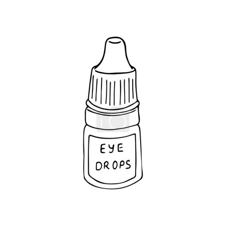 Illustration for Medical drops bottle. Hand drawn vector illustration. Medical container for eye liquid treatment outline sketch,  isolated on white background. - Royalty Free Image