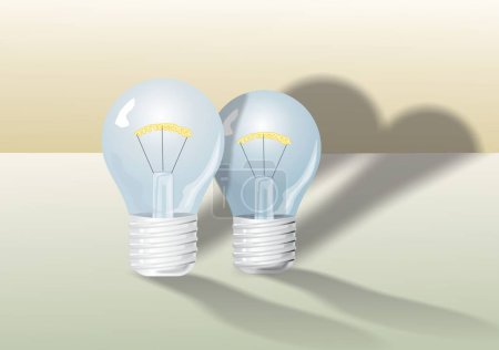 Foto de Dos bombillas incandescentes de filamento en 3d, vector realista, dos bombillas incandescentes de filamento - Imagen libre de derechos