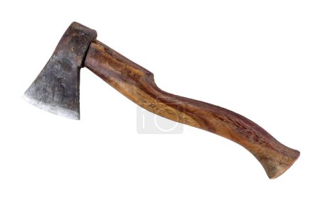 Old rusty axe isolated on a white background with clipping path